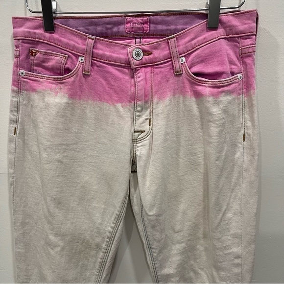Hudson Krista Super Skinny Crop Chelsea Pink Ombre Stretch Mid Rise Jeans 27 - Picture 3 of 14